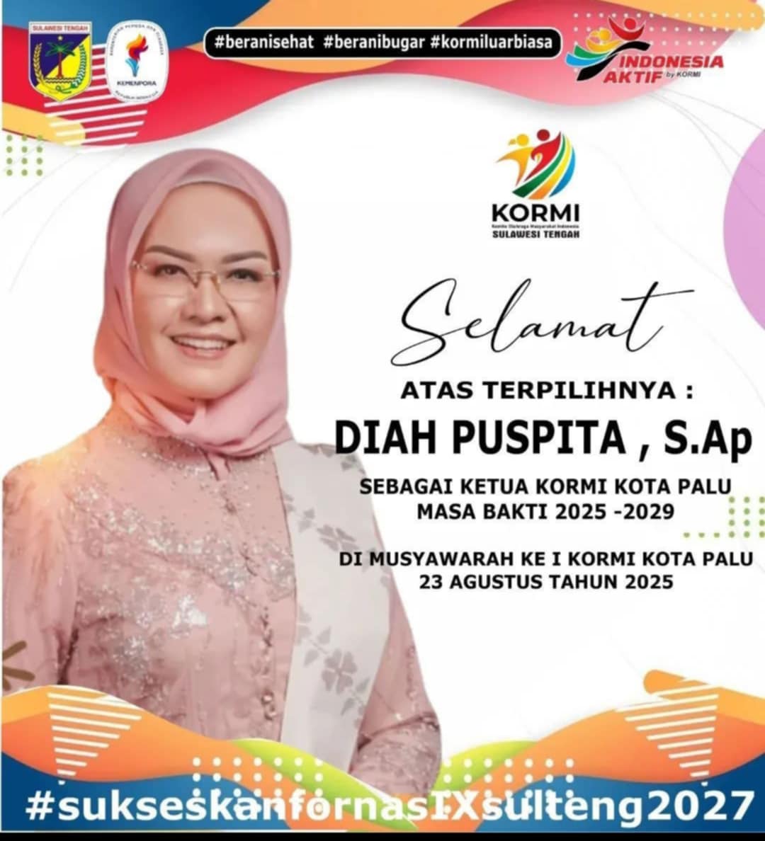 Diah Puspita Nahkodai KORMI Kota Palu