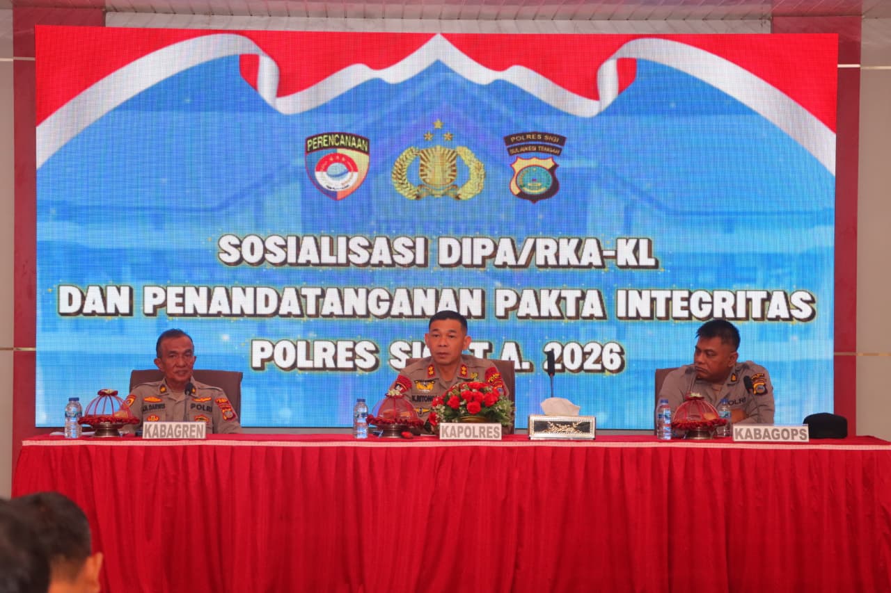 Perkuat Integritas Sejak Awal Tahun, Kapolres Sigi Pimpin Sosialisasi DIPA dan Pakta Integritas 2026