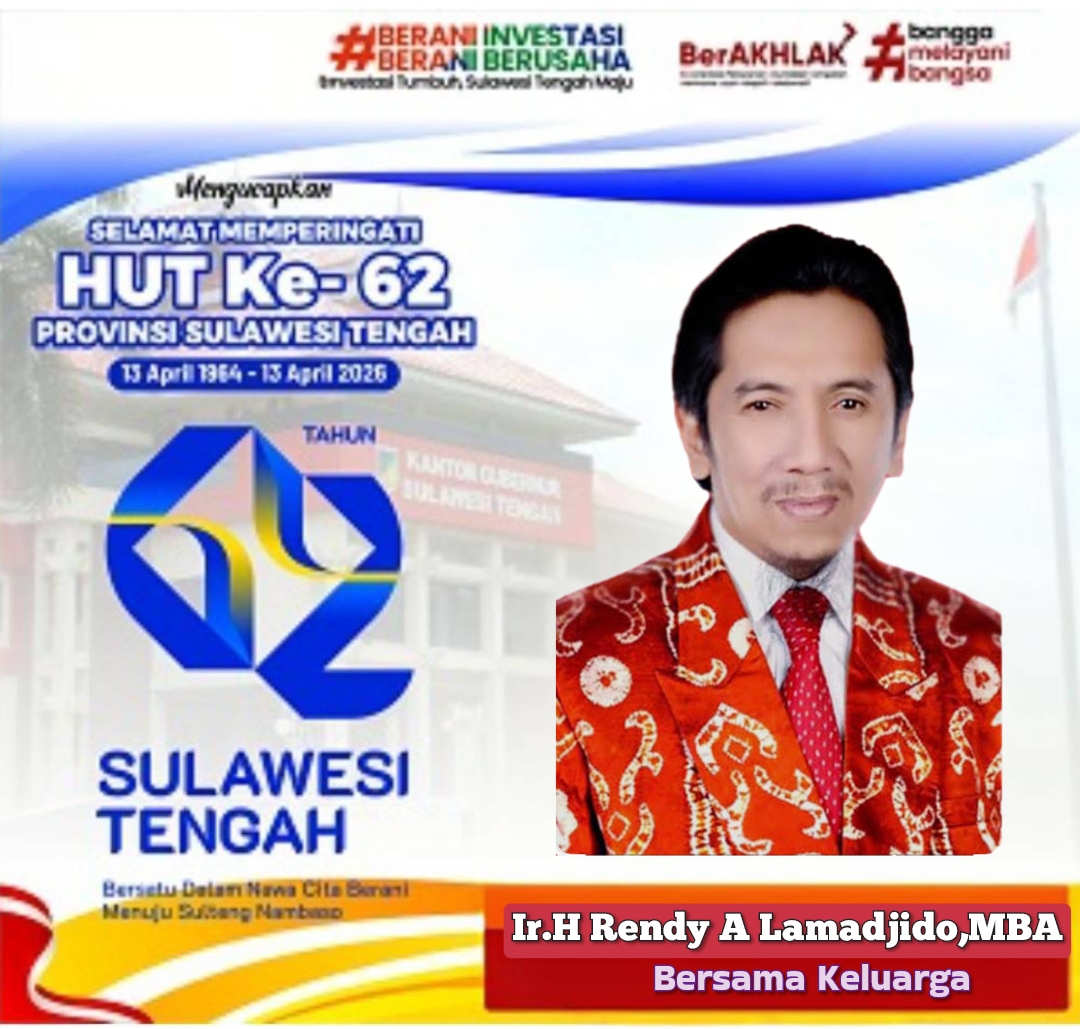 Iklan Ucapan Selamat Memperingati HUT Sulteng ke 62 Tahun