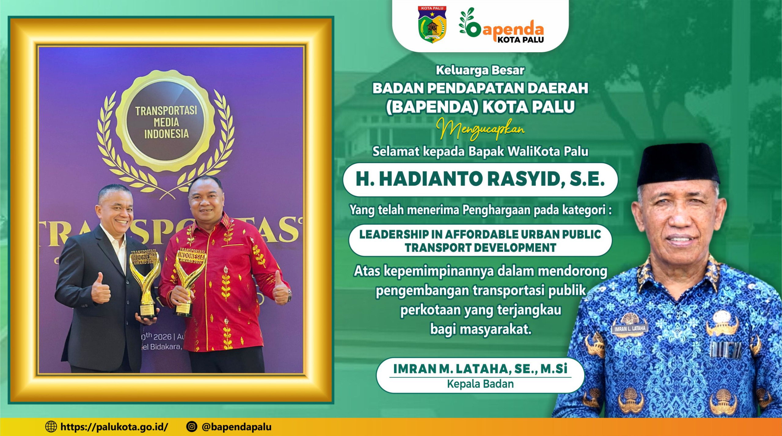 IKLAN UCAPAN SELAMAT KEPADA WALI KOTA PALU