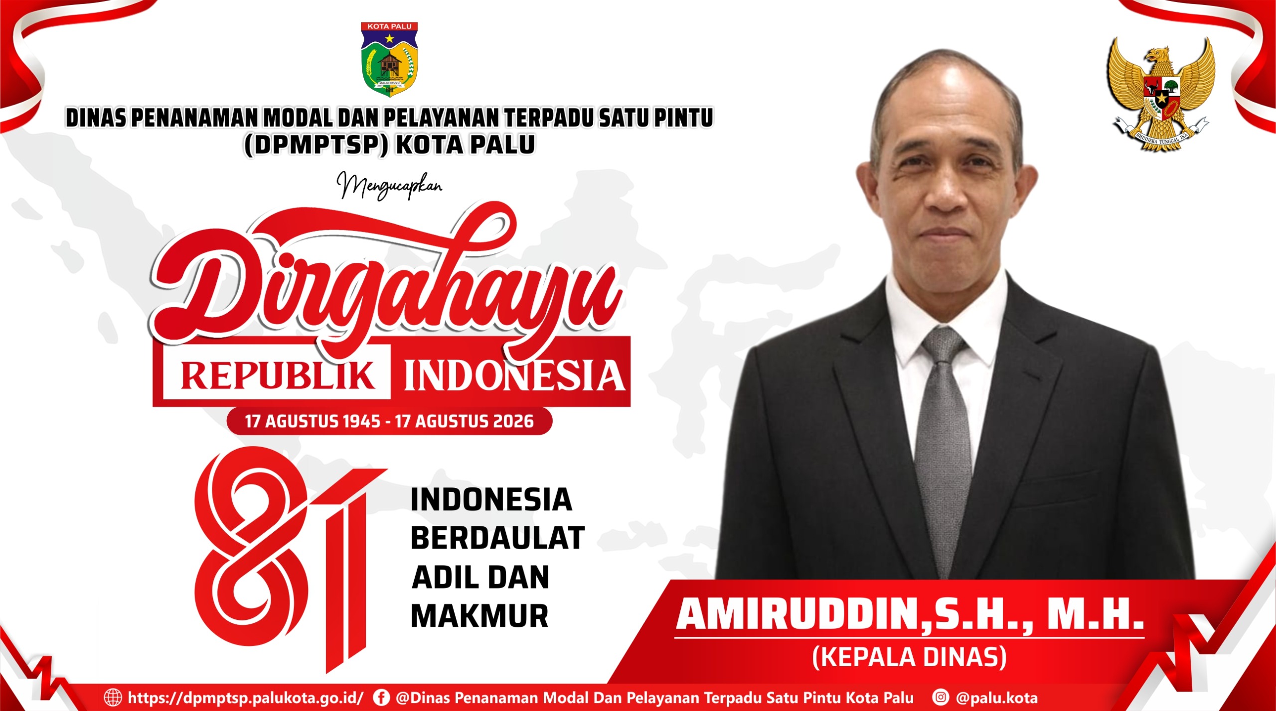 DPMPTSP KOTA PALU MENGUCAPKAN DIRGAHAYU RI KE 81 TAHUN 2026