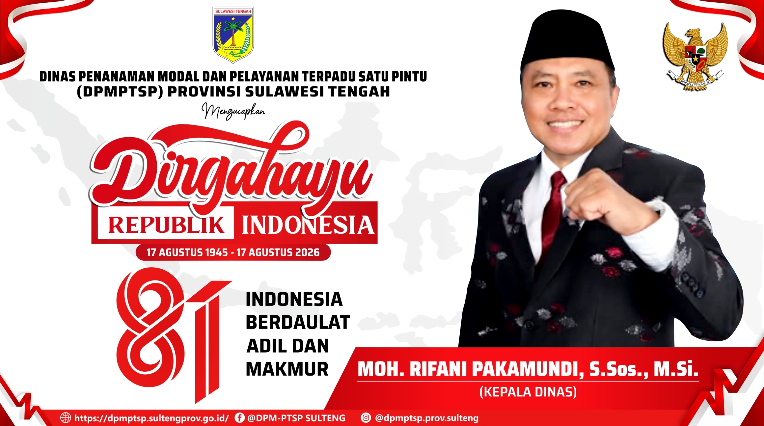 DPMPTSP PROVINSI SULTENG MENGUCAPKAN DIRGAHAYU RI KE 81 TAHUN 2026