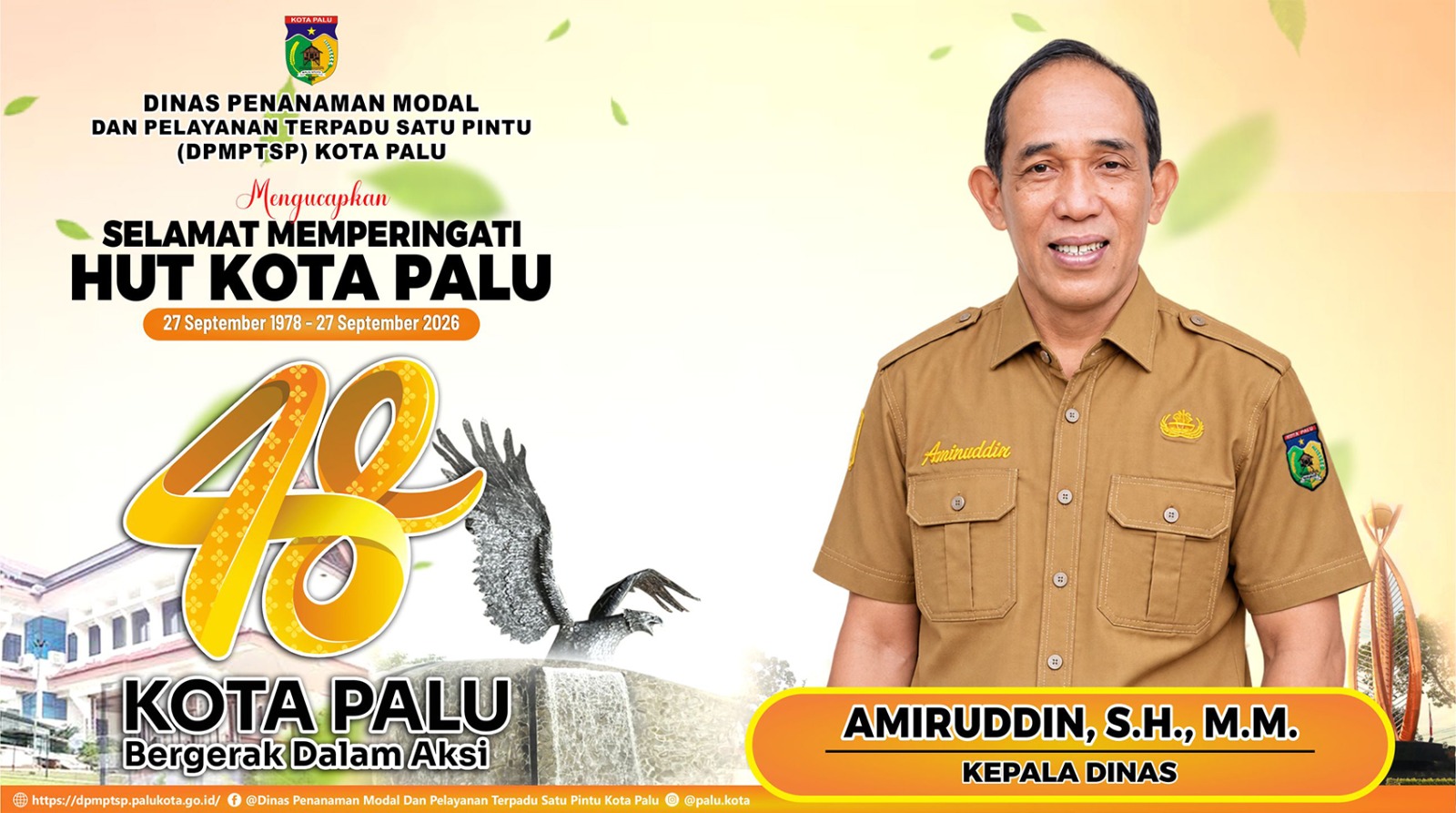 DPMPTSP KOTA PALU MENGUCAPKAN SELAMAT HUT KOTA PALU KE 48 TAHUN 2026.